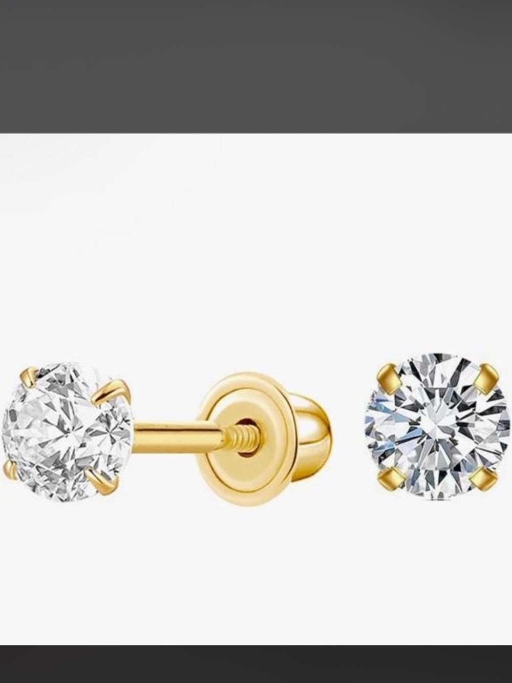 14k yellow gold round cubic zirconia stud earrings (3mm)
